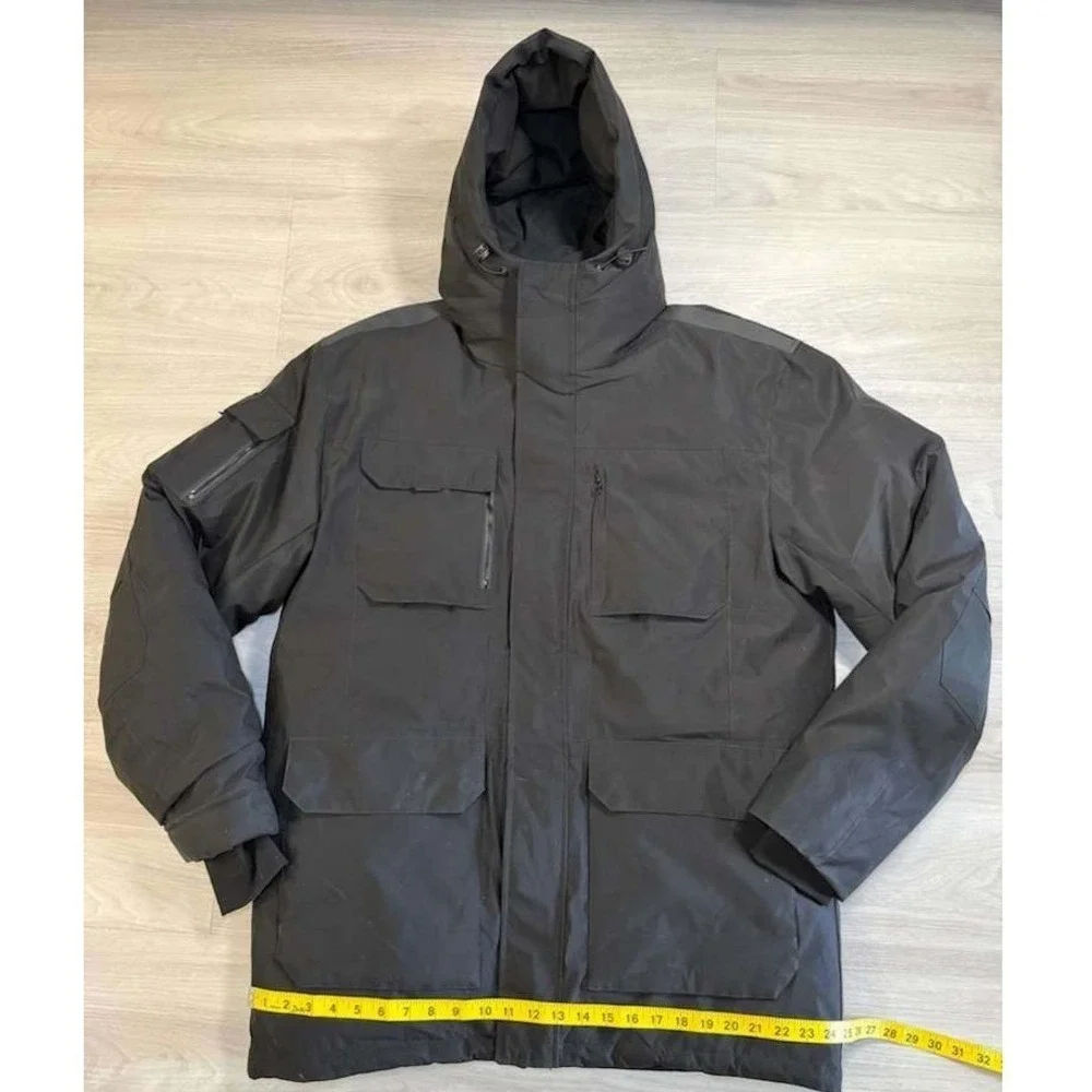 DASCRAMB Insulated Hooded Jacket Mens XL Black Utility Parka Winter Coat